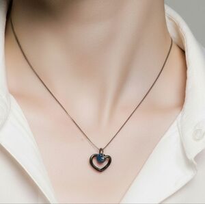Vintage Minimalist Sterling Heart Necklace And Chain.